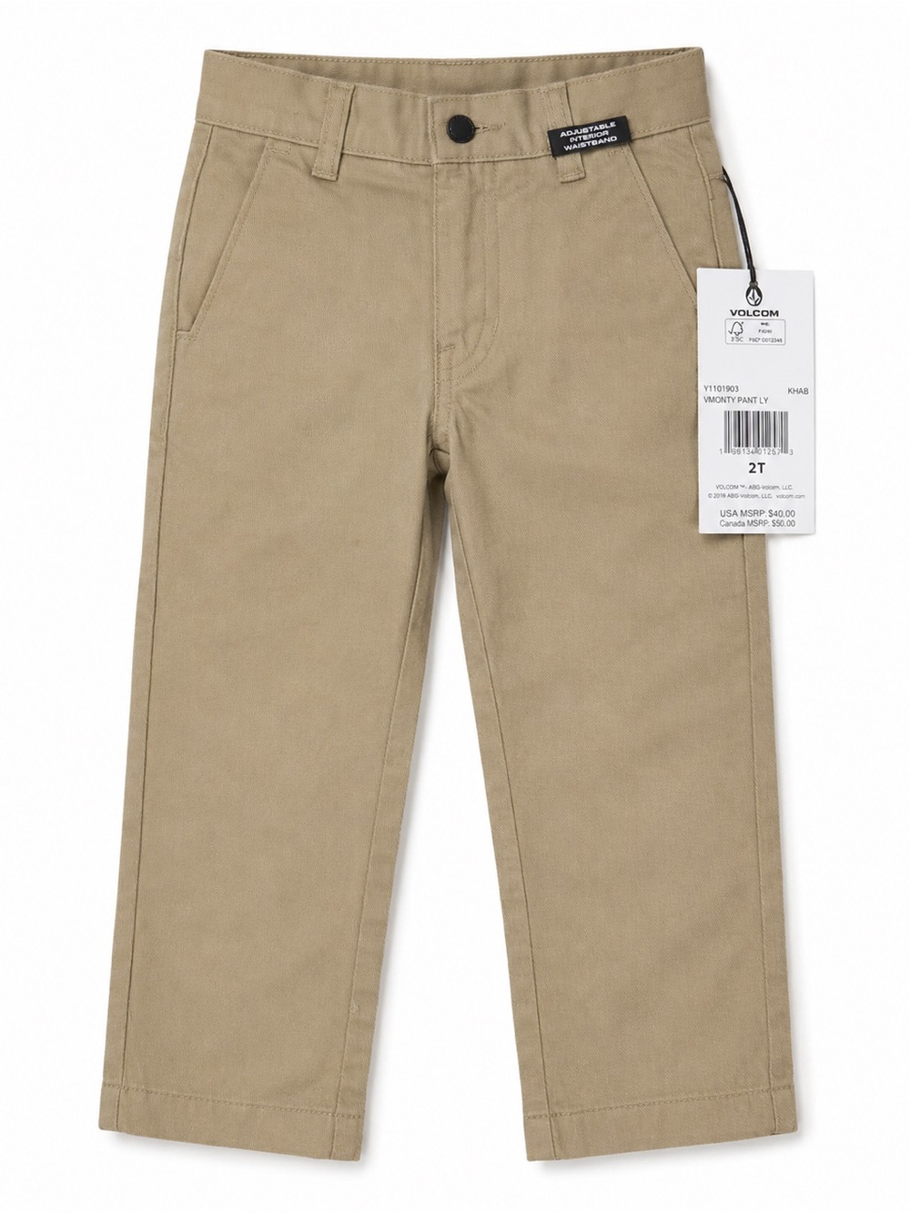 NWT Volcom Toddler Boys 2T Khaki Vmonty Chino Pants